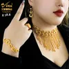 Wedding Jewelry Sets ANIID Dubai Tassel Gold Plated Jewelry Sets For Women Fashion Indian Bridal Necklace And Earring 4Pcs Set Ethiopian Party Gifts 230906