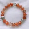 Bracelet à Quartz en pierre de soleil Orange Arusha naturelle, brin naturel, perles rondes claires de 9.1mm, pour femmes