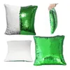 Taie d'oreiller 10 pièces Sublimation paillettes vert blancs réversible taie d'oreiller magique housse de coussin presse à chaud US Stock 230906