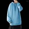 Herrtröjor 2023 Spring och Autumn Solid Color Casual mångsidig huva tröja Hong Kong -stil plus stor lös fetttröja