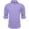 Camicie eleganti da uomo Business Casual in cotone per uomo Abbigliamento a maniche lunghe Camicetta da donna Tasca singola con toppa Camicia sociale da ufficio