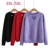 Women's Sweaters 2023 Ladies Autumn Winter Plus Size Tops For Women Large Long Sleeve O-neck Purple Sweater 2XL 3XL 4XL 5XL