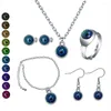 Necklace Earrings Set 5pcs/set Fashion Mood Eye Color Changing Jewelry Bracelet Ring For Women