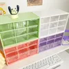 Storage Boxes Bins Desktop 9 Grid Organizer Transparent Small Drawer Partitioned Student Desk Wallmounted Sundries Box Cute 230907