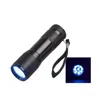 Favor de festa 500 pçs/lote Mini portátil UV Ultra Violet Blacklight 9 LED Torch Light Lamp SN370