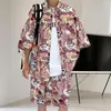 Men's Tracksuits Beach Wear Clothes Men Hawaiian Shirt Set Summer Sea Side Vocation Clothing Loose Fit Quick Dry 2 Piece Outfits