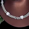 Kedjor Treegraces Brilliant Cubic Zirconia Luxury Love Heart CZ Cuban Link Chain Necklace For Women Trendy Hip Hop Party Jewelry PN169