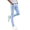 Herrbyxor 2023 jeans blekt tvättade avslappnade smala fit mode mångsidiga stilfulla och personliga små fotelastiska denim