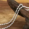 Chaînes Mode S925 Sterling Argent Rétro Thai Vintage Style 3mm Perles Collier Hommes Et Femmes