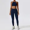 Aktiva uppsättningar 2-bitar outfit yogaset kvinnors gym lounge slitage skörd sport toppar fitness leggings snabbtorkande nylonspårar 5 färger