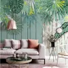 Fonds d'écran Nordic Abstract Plantes tropicales Feuilles fraîches Papier peint mural pour salon Simple européen TV Fond Papier peint Décor à la maison