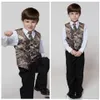 2018 Real Tree Camo Boy's Formal Wear Vests With Ties Camouflage Groom Boy Vest Cheap Satin Custom Formal Wedding Vests Camou300a