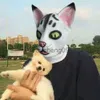 Masques de fête Masque de tête de chat Halloween Costume Party Cosplay Animal Latex Hood Funny Dog Cow Full Face Carnival Festival Outfit Femmes Vêtements x0907