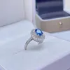 Küme halkaları klasik safir alyans 925 gümüş 6mm 8mm nişan için doğal 3 katman 18k beyaz altın kaplama