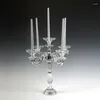 Bougeoirs de luxe à 5 bras, support de mariage en cristal, chandelier en verre, candélabre pour décoration de table