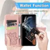 Étuis portefeuille en cuir avec impression 3D papillon pour Samsung Galaxy S23 Ultra S22 S21 S20 Note 20 S10, porte-cartes, support à rabat, fleur en relief, couverture de téléphone Conque