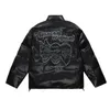 Heren donsparka's Heren hiphopparka Winter Embroidey Engelse letter Skull Jacket Straat met capuchon gewatteerde Y2k Harajuku capuchon Warme dikkere jas 230906