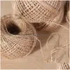 Bead Making Tools 100M/Roll Long Jute Twine Natural Burlap Linen Cord Rustic Rope Gift Packing String Thread For Diy Home Decor Access