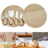 Dinnerware Sets Durable Cheese Knife Set Stylish Cutlery With Stainless Steel Blades Wooden Handles Storage Box For Home