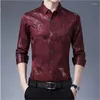 Herenoverhemden 2023 Herfst Smart Casual Shirt Lange Mouw Grappige Grafische Voor Mannen Revers Koreaanse Stijl Zakelijke Kleding