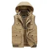 Men's Vests Embroidered Vest Multi-pocket Sleeveless Jacket Waistcoat Men Motorcyclist Coat Summer Hunting Winter Work MAN Tactical