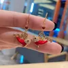 Baumelnde Ohrringe CAOSHI Zarte rote glänzende Fischtropfen weiblicher Modeschmuck exquisite Persönlichkeit Geschenk für Frauen trendige Damenaccessoires