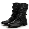 Bottes Bottes en cuir pour hommes bottes de motard de haute qualité chaussures Punk Rock noires bottes hautes pour hommes et femmes taille 38-48 230907