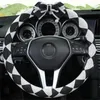 Steering Wheel Covers Bownot Prismatic Checkered Car Cover Fiber Vintage Auto Decoration Protector Interior Accessories