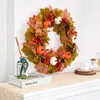 Andra evenemangsfestleveranser Autumn Door Wreath Christmas Halloween Decoration Pumpkin Berry Pine Cone Maple Artificial Wreath Cloth Rattan Material Home 230906