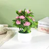 Flores decorativas 1 peça flor artificial bonsai suprimentos de jardim decoração de casa simulação de planta falsa rosa em vaso de alta qualidade