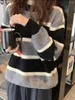 Women's Sweaters Autumn Hoodies Striped Oversized Sweatshirt Pullovers Korean Fashion Couples Matching Long Sleeve Tops Streetwear