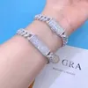 Fina smycken män Guld Sterling Silver VVS Moissanite Miami Cuban Link Armband JHSFM