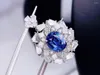 Bagues de cluster LR Blue Sapphire Ring 2.12ct Real Pure 18K Naturel Unheat Royal Gemstone Diamants Pierre Femme