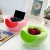 Kommen Creatieve Kom Dubbellaags Gedroogd Fruit Container Snack Zaad Organisator Prullenbak Lade Servies Met Telefoonhouder 1PC