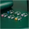 Wedding Rings Simple Fashion Wedding Ring Luxury Jewelry 925 Sterling Sier Water Drop Mti Color 5A Cubic Zircon Cz Diamond Gemstones O Dhjcf