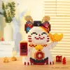 Blocks Neko Diamond Building Block Lucky Cat wita pieniądze Rich Cat Connection Figure Figure Figur Figer na nowy prezent R230907