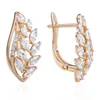 Studörhängen Harong 585 Rose Gold Color Leaf för kvinnor Girl Luxury Shiny Crystal Zircon Earring Smycken Wedding Present