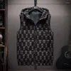 Gilet da uomo Coppia da uomo e da donna Gilet con lettera con cappuccio Autunno/Inverno Versione coreana Giacca sportiva da esterno in cotone addensato alla moda