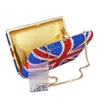 Kvällspåsar Luxury Crystal Bag Handcraft Union Jack Fashion Designer Evening Bags Day Clutches UK Flag Kvinnor Handväskor Bridal Wedding Purse 230906