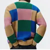 Pulls pour hommes Vintage KnitPatchwork Pull Cardigan Manteau à manches longues V Col Knitwear Veste Automne Hiver pour hommes Color Block