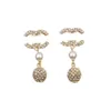 20 Style 18K Gold Placed Letters Long Marangle Earrings Luxury Desinger Engetric 925 Silver Stud Rhinestone Crystal Pearl Flower