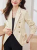 Abiti da donna Blazer doppiopetto per le donne Ufficio Casual 2023 Autunno Stampa Giubbotti Cappotti Veste Femme Plus Size Capispalla Top Mujer