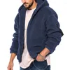 Men's Jackets Double-sided Arctic Velvet Warm Hooded Zipper Casual Jacket Personalized Solid Color 2023 Winter