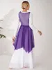 Bühnenkleidung Damen Modernes lyrisches Tanzkleid Durchsichtiges, durchsichtiges Mesh-Ballett-Tutu-Kleider Ballsaal Latin Jazz Kirchenchor-Aufführungskostüm