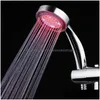 Pommeaux de douche de salle de bains Pomme de douche LED Pulvérisateur de pluie Matically Capteur de température à changement de couleur Pommeau de douche à économie d'eau pour Bathroo Dhpkz