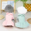 Dog Apparel Comfortable Princess Style Winter Warm Pet Dress Cute Bowknot Doll Collar Clothes For Small Dogs Puppy Costumes