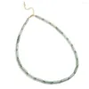 Chains Long Tube Shape Green Aventurine Yellow Jade Impression Jasper Rose Quartz Natural Stone Bead Handmade Necklace