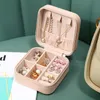 Storage Boxes Bins Portable Jewelry Box Organizer Display Travel Case Button Leather Zipper Jewelers Joyero 230907