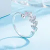 Cluster Ringe 925 Sterling Silber Weibliche Süße Ring Finger Weiß Zirkon Licht Blatt Elegant Kreis Für Frau Mädchen Mode schmuck