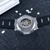 Armbandsur Luxury Men's Cutout Watch Automatic Mechanical Top Brand Sport Rostfritt stål 5bar vattentät klocka utan logotyp